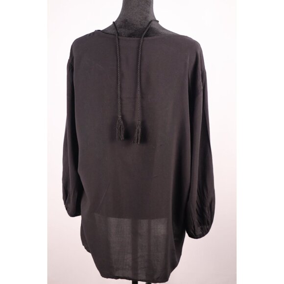 New York & Company Black Tunic with Silver Embellishments Boho Style Size Large - Picture 3 of 8